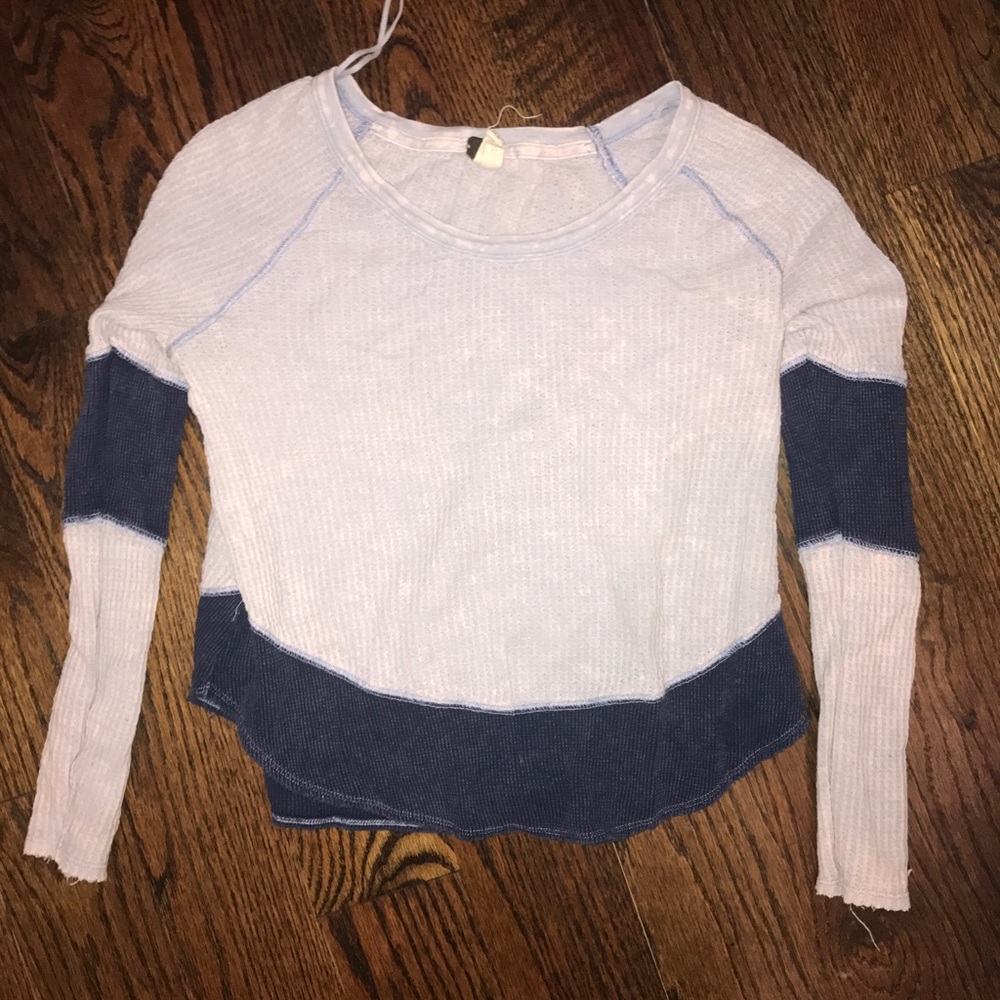 Free People blue long sleeve top